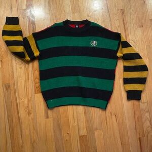 Vintage BDG Urban Outfitters green, yellow and red Stripped Sweater